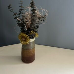 Ombre colored vase with brown, greens, and cream colors.
